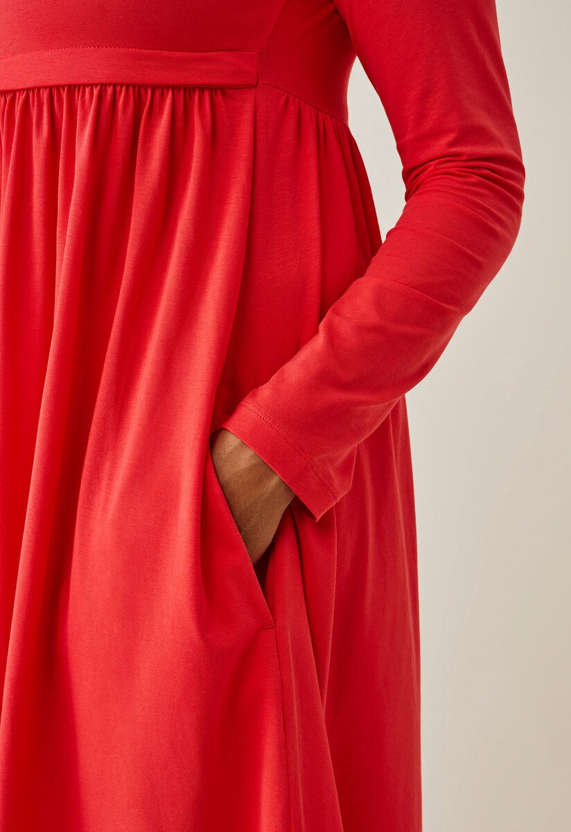 Gravidklänning med amningsfunktion - Röd